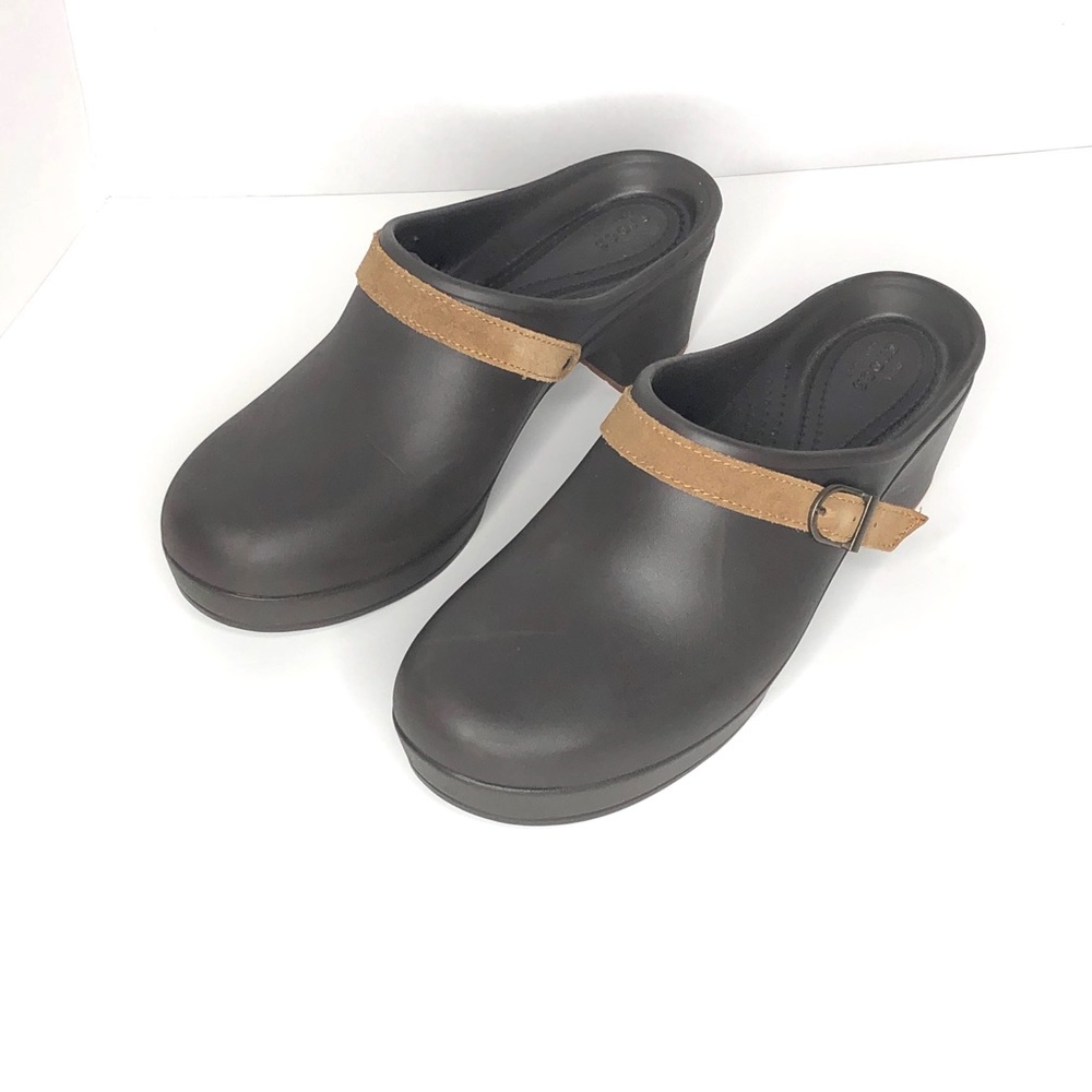 Crocs Espresso Brown Clogs  chunky heel Size 10